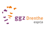 Het logo van de ggz Drenthe. Het logo bestaat uit twee gezichten, de tekst 'ggz Drenthe' en hier rechts onder 'espria'.